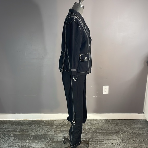 Cotton Ginny stylish black white stitching 2 piece suit.  13 P pants L blazer - Picture 5 of 17